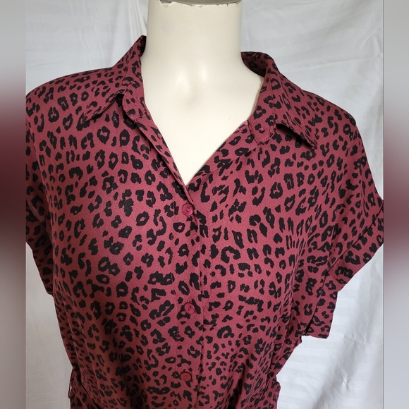 NEW Leopard Print Button-Up Dress, Size XL - Picture 2 of 5